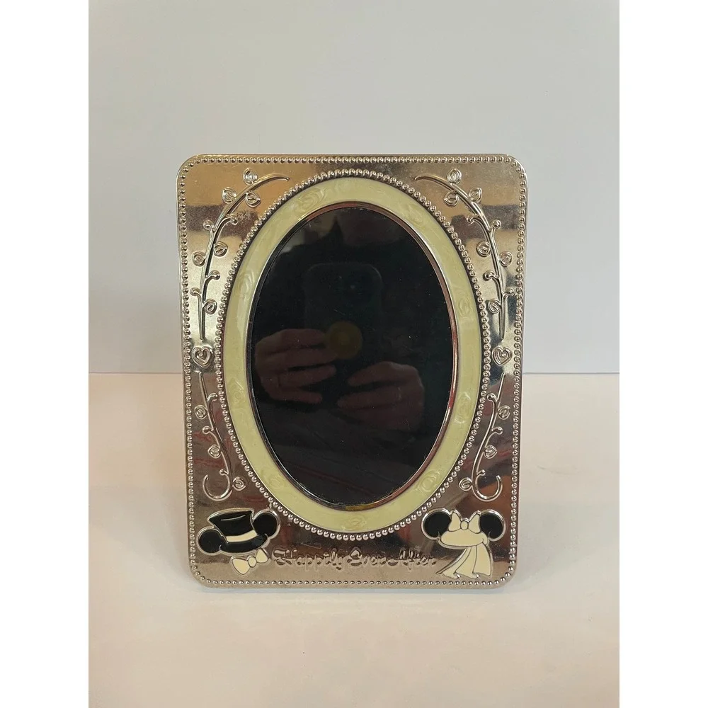 Disney Mickey Minnie Mouse‎ Happily Ever After Wedding Picture Frame Silver 7x9